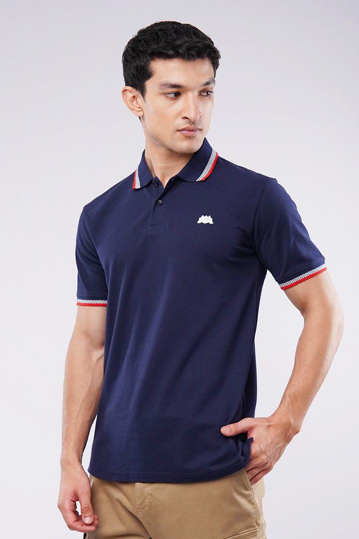 Tipping Collar Polo Shirt - Blue - Mendeez