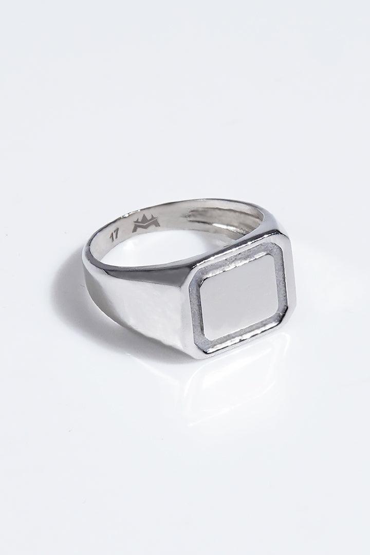 Rectangle Signet Ring - Silver - Mendeez