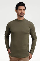 Olive Green Mock Neck Sweatshirt - Mendeez PK 