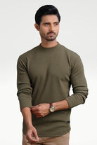 Olive Green Mock Neck Sweatshirt - Mendeez PK 