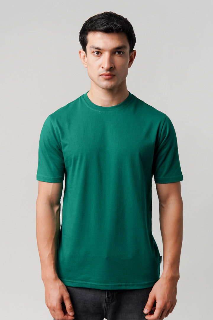 Regular Fit Crew Neck T-Shirt - Green - Mendeez