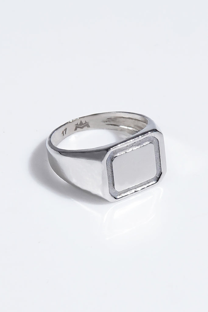 Rectangle Signet Ring - Silver - Mendeez