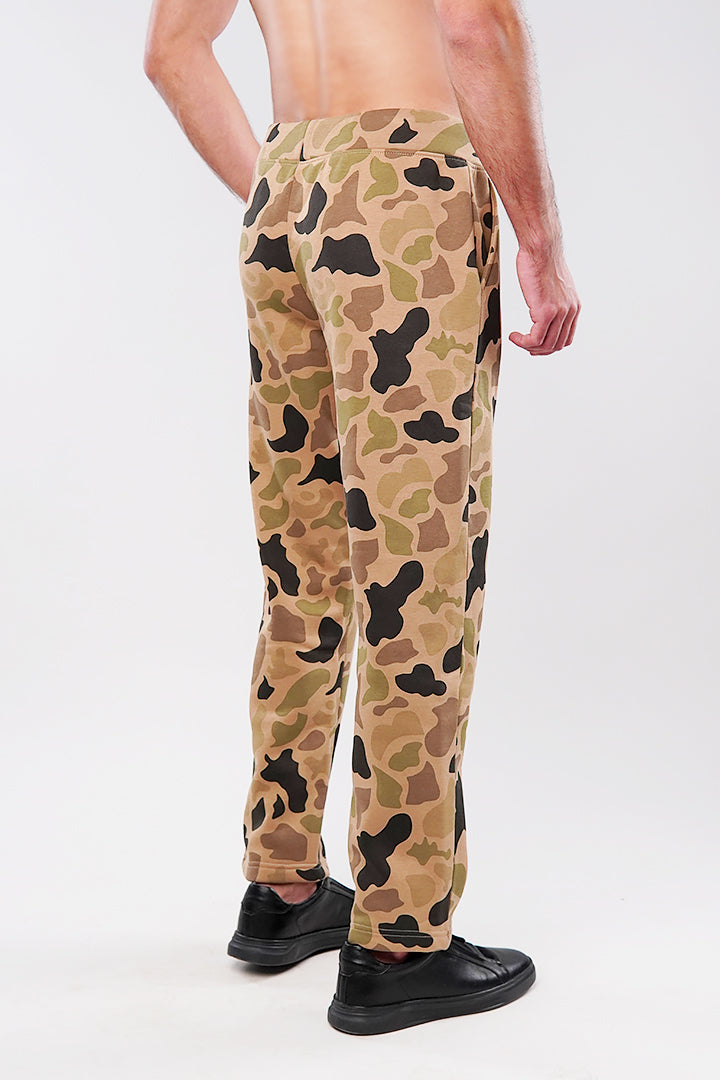 Camouflage Fleece Jogger Pants - Brown - Mendeez