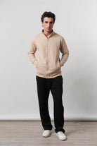 Stand-Up Collar Jacket - Beige - Mendeez