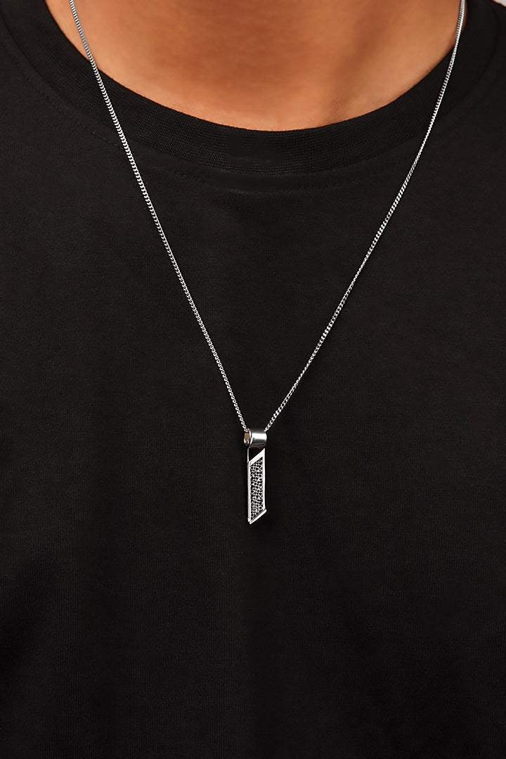 Slanted Bar Pendant - Silver - Mendeez