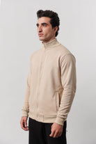 Stand-Up Collar Jacket - Beige - Mendeez