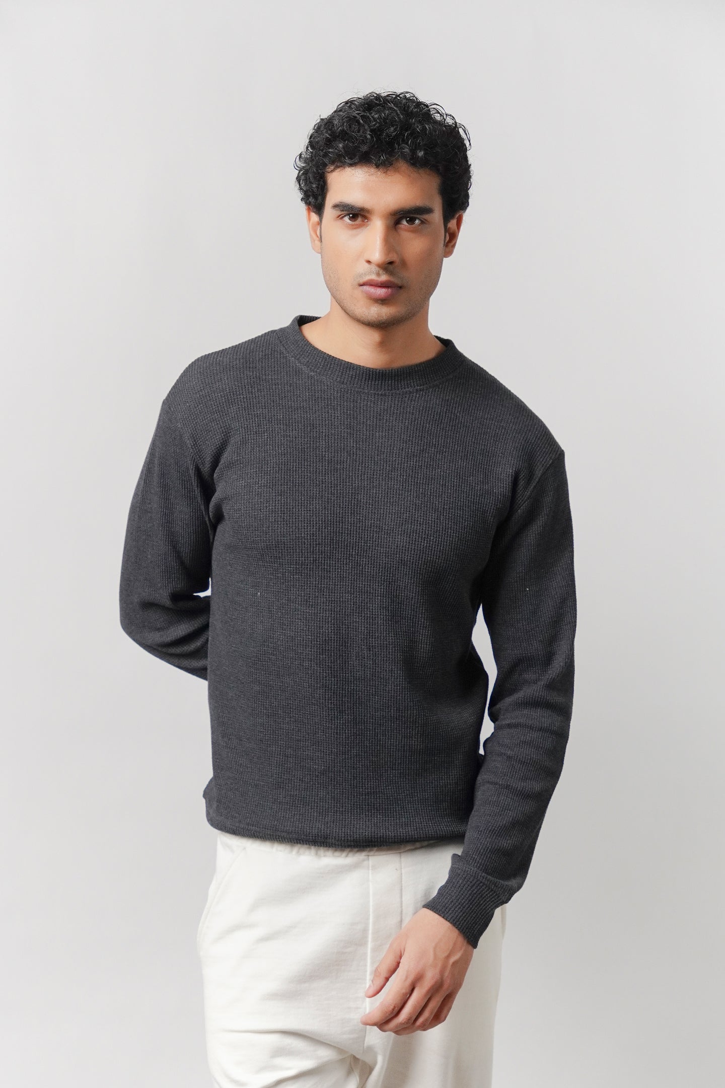 Mock Neck Sweatshirt - Charcoal Grey - Mendeez