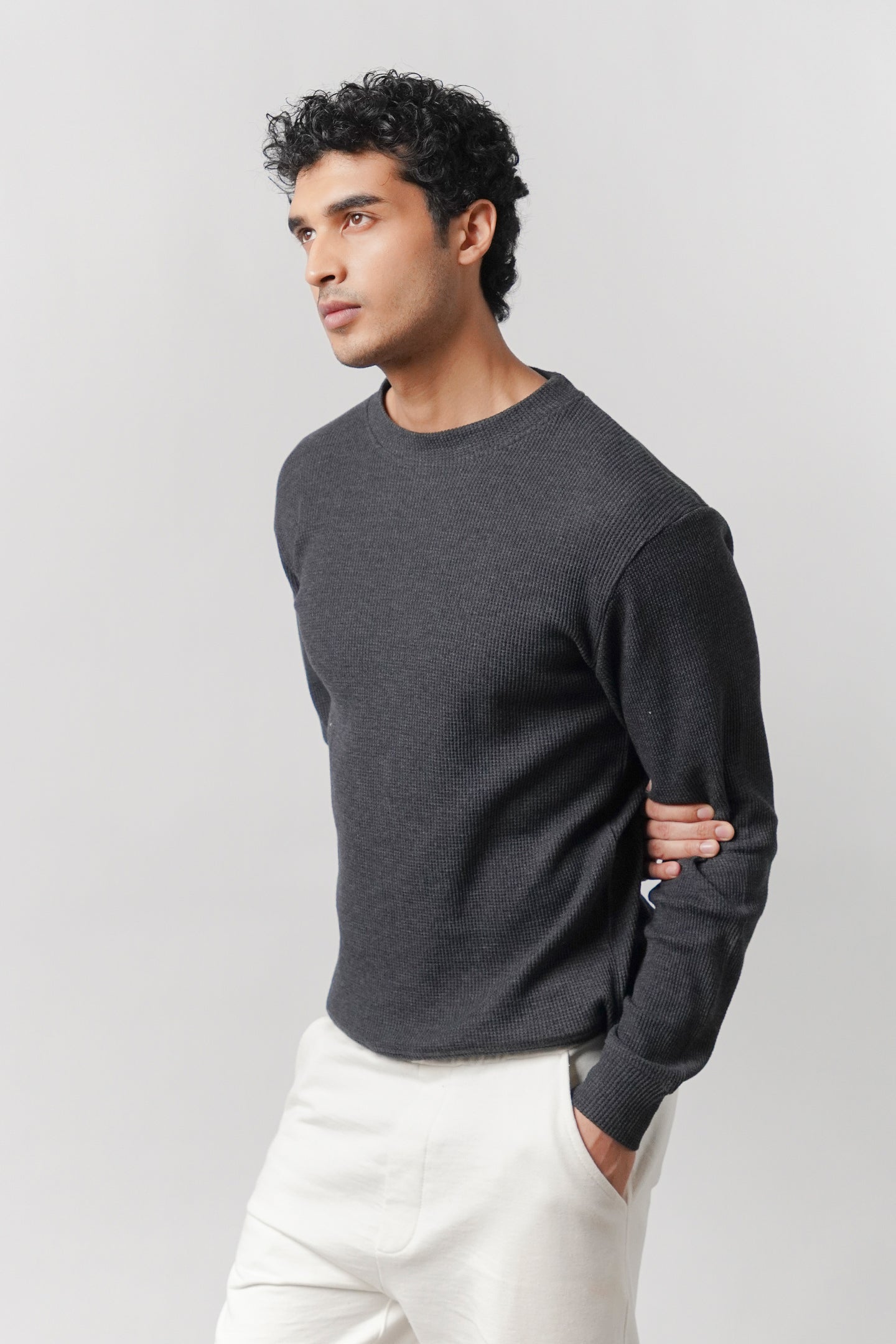 Mock Neck Sweatshirt - Charcoal Grey - Mendeez
