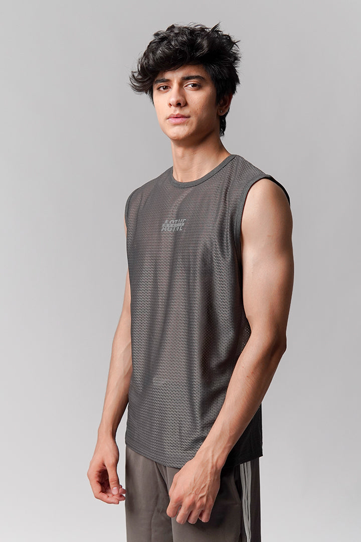 Mesh Tank Top - Grey - Mendeez