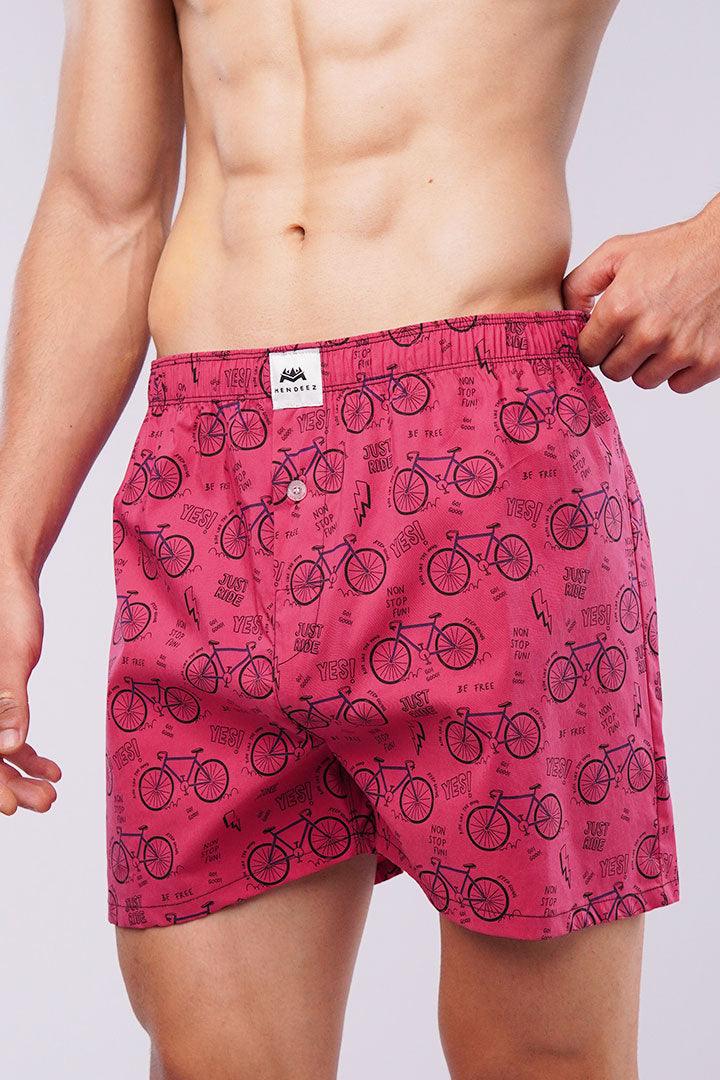 Printed Woven Boxer Shorts - Pink - Mendeez