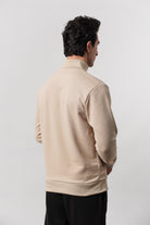 Stand-Up Collar Jacket - Beige - Mendeez