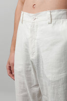 Straight Fit Linen Pants - White - Mendeez