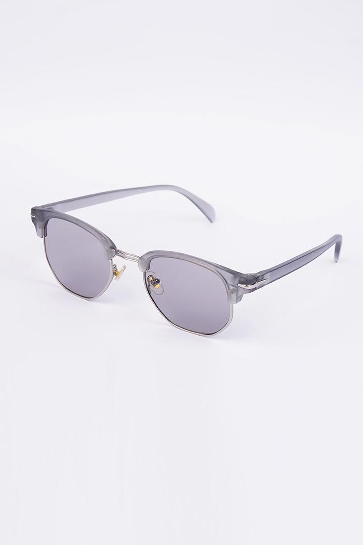 Half Rim Round Sunglasses - Grey - Mendeez