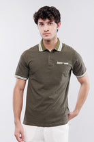 Texture Polo Shirt - Olive Green - Mendeez