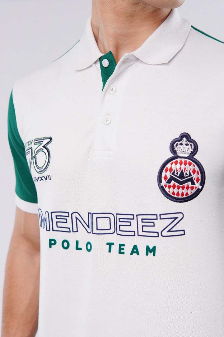 Sports Polo Shirt - White & Green - Mendeez