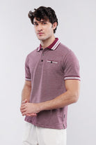 Herringbone Polo Shirt - Maroon - Mendeez
