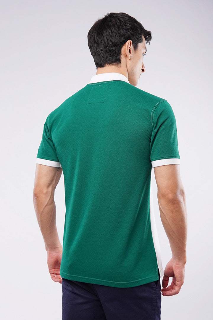 Sports Polo Shirt - White & Green - Mendeez