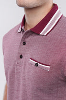Herringbone Polo Shirt - Maroon - Mendeez