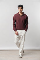 Quarter-Zip Sweatshirt - Maroon - Mendeez