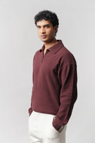 Quarter-Zip Sweatshirt - Maroon - Mendeez
