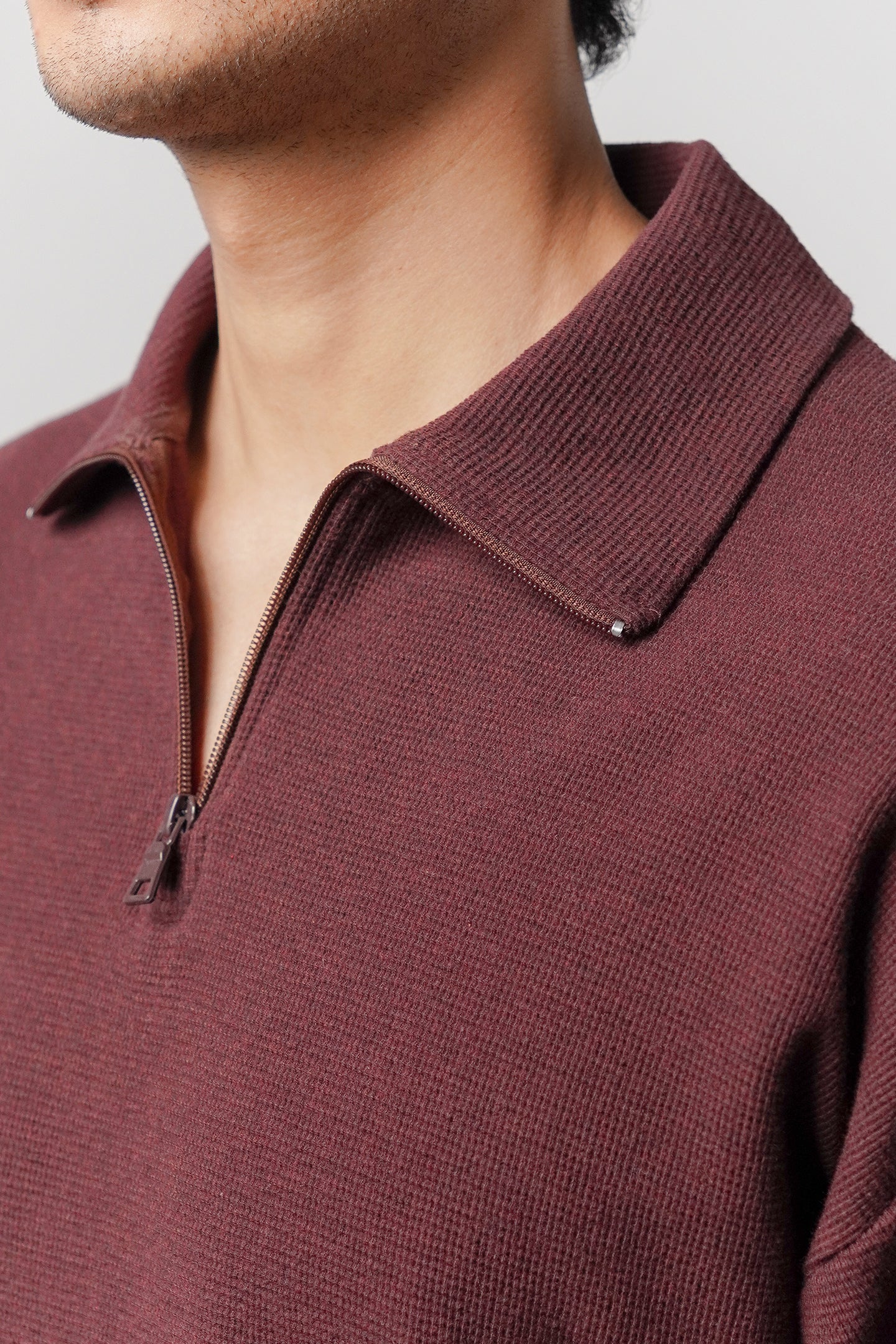 Quarter-Zip Sweatshirt - Maroon - Mendeez