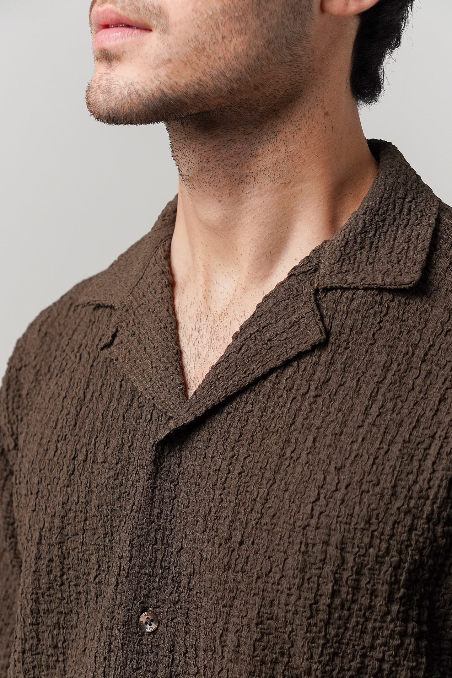 Knitted Cuban Shirt - Brown - Mendeez