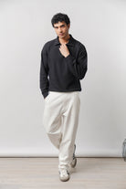 Quarter-Zip Sweatshirt - Black - Mendeez