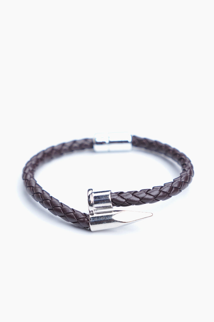 Brown Silver Nail Bracelet - Mendeez
