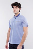 Herringbone Polo Shirt - Blue - Mendeez