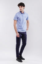 Herringbone Polo Shirt - Blue - Mendeez