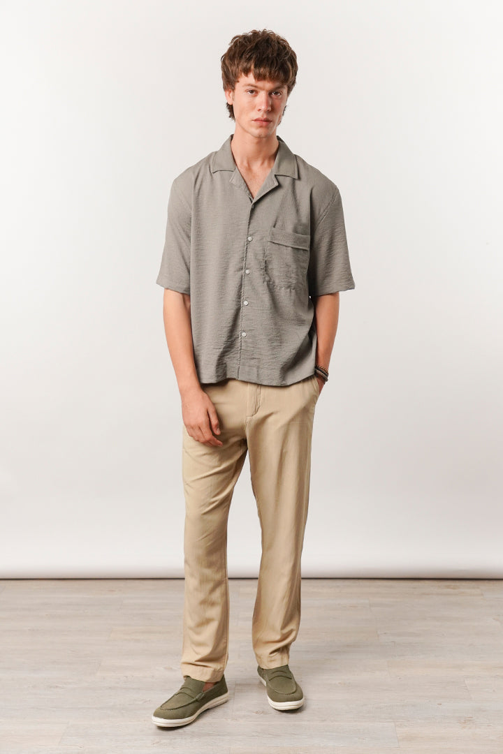 Box Fit Cuban Shirt - Moss Green - Mendeez