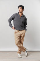 Quarter-Zip Sweatshirt - grey - Mendeez