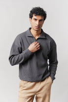 Quarter-Zip Sweatshirt - grey - Mendeez