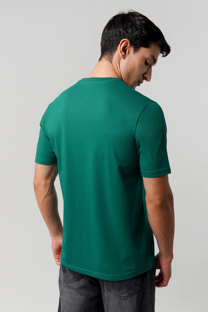 Regular Fit V-Neck T-Shirt - Green - Mendeez