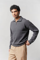Quarter-Zip Sweatshirt - grey - Mendeez