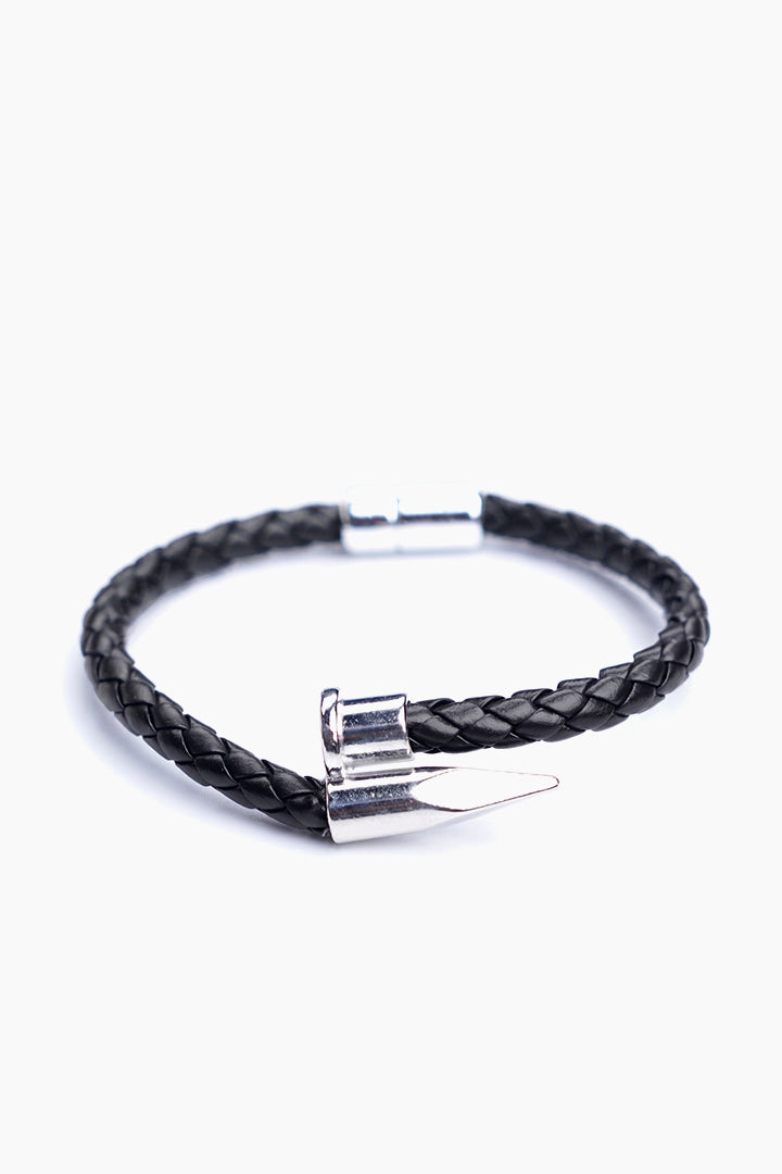 Black Silver Nail Bracelet - Mendeez