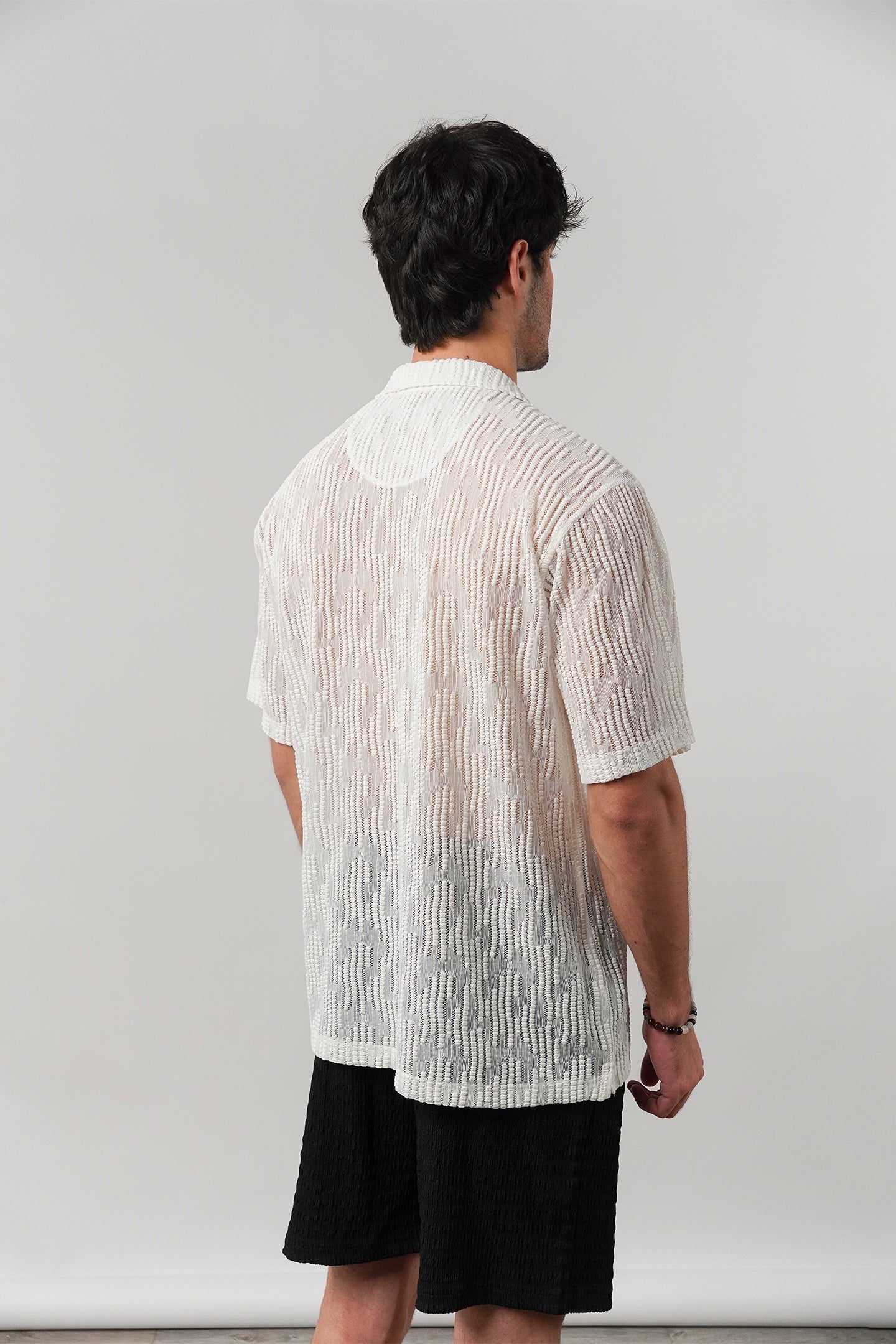 Knitted Cuban Shirt - Off-White - Mendeez