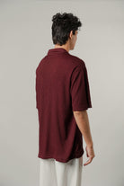 Textured Cuban Shirt - Maroon - FA - Mendeez