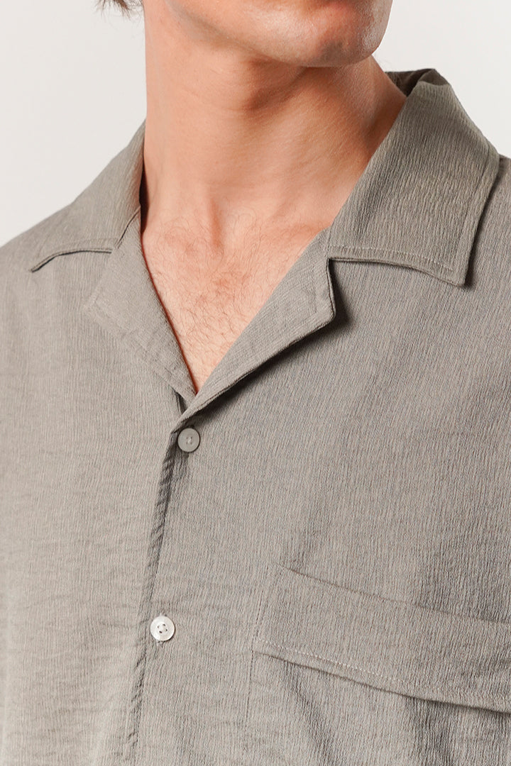 Box Fit Cuban Shirt - Moss Green - Mendeez