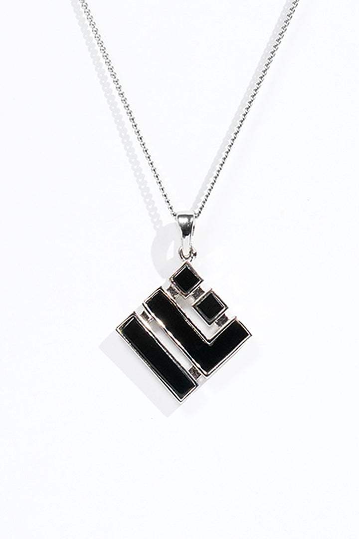 Rhombus Stone Pendant - Silver - Mendeez