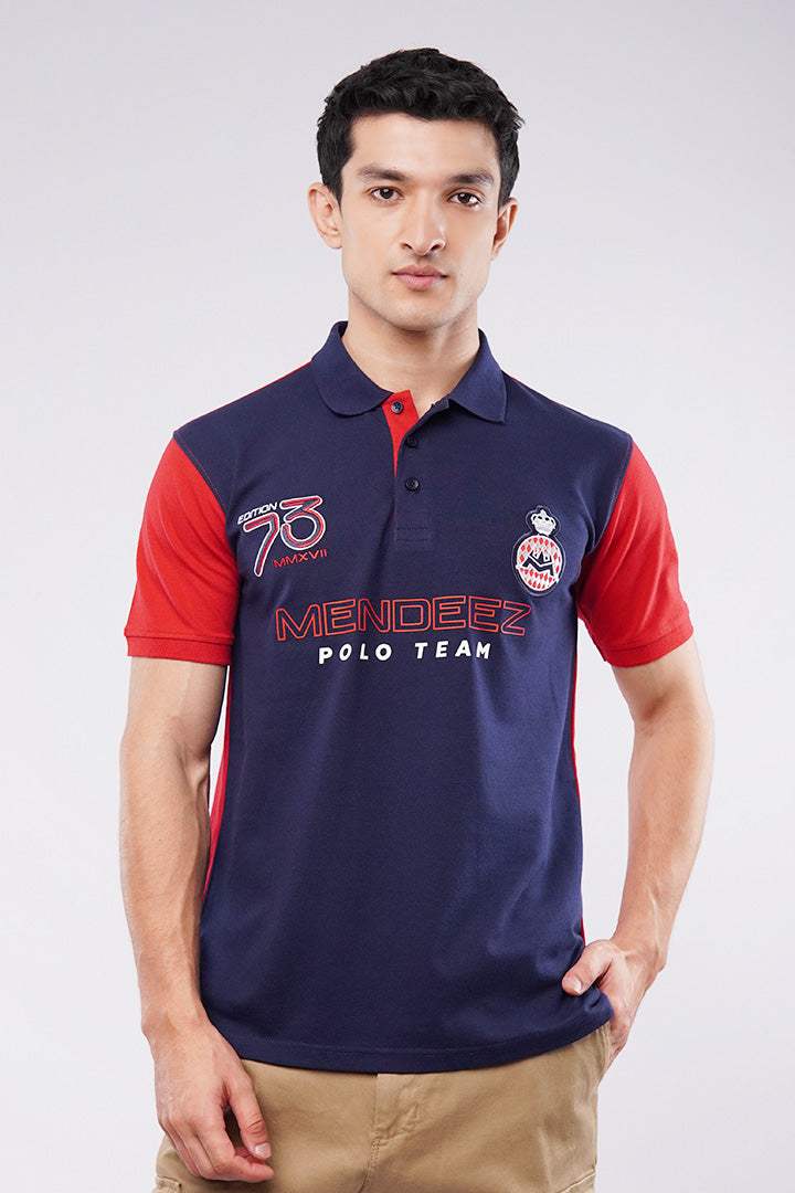 Sports Polo Shirt - Blue & Red - Mendeez