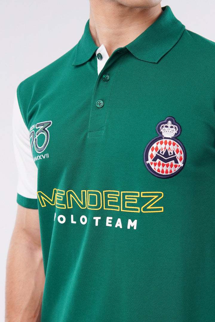 Sports Polo Shirt - Green & White - Mendeez