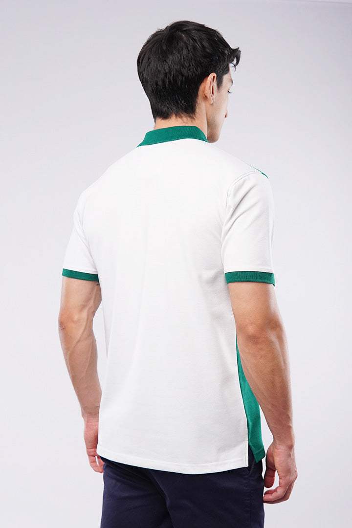 Sports Polo Shirt - Green & White - Mendeez