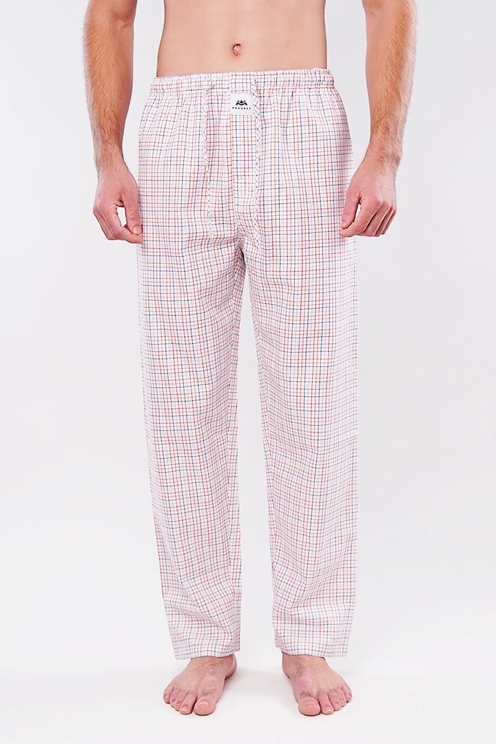 Check Woven Pajamas - White - Mendeez