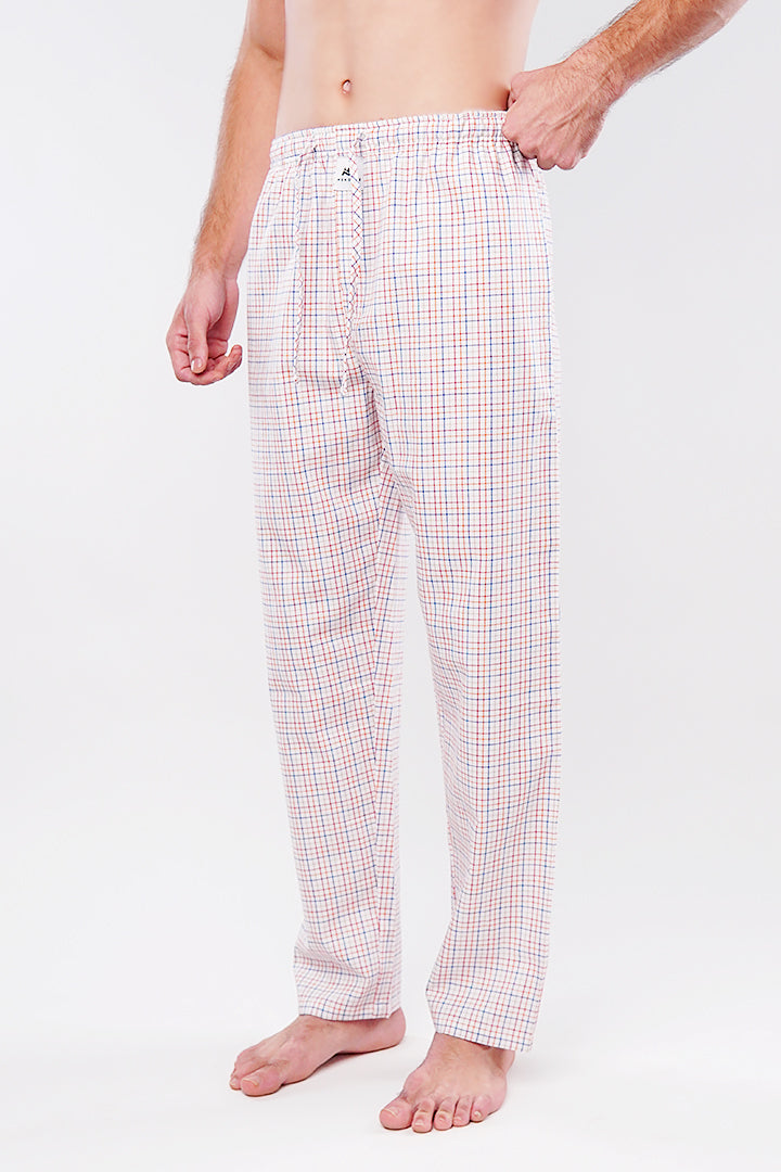 Check Woven Pajamas - White - Mendeez
