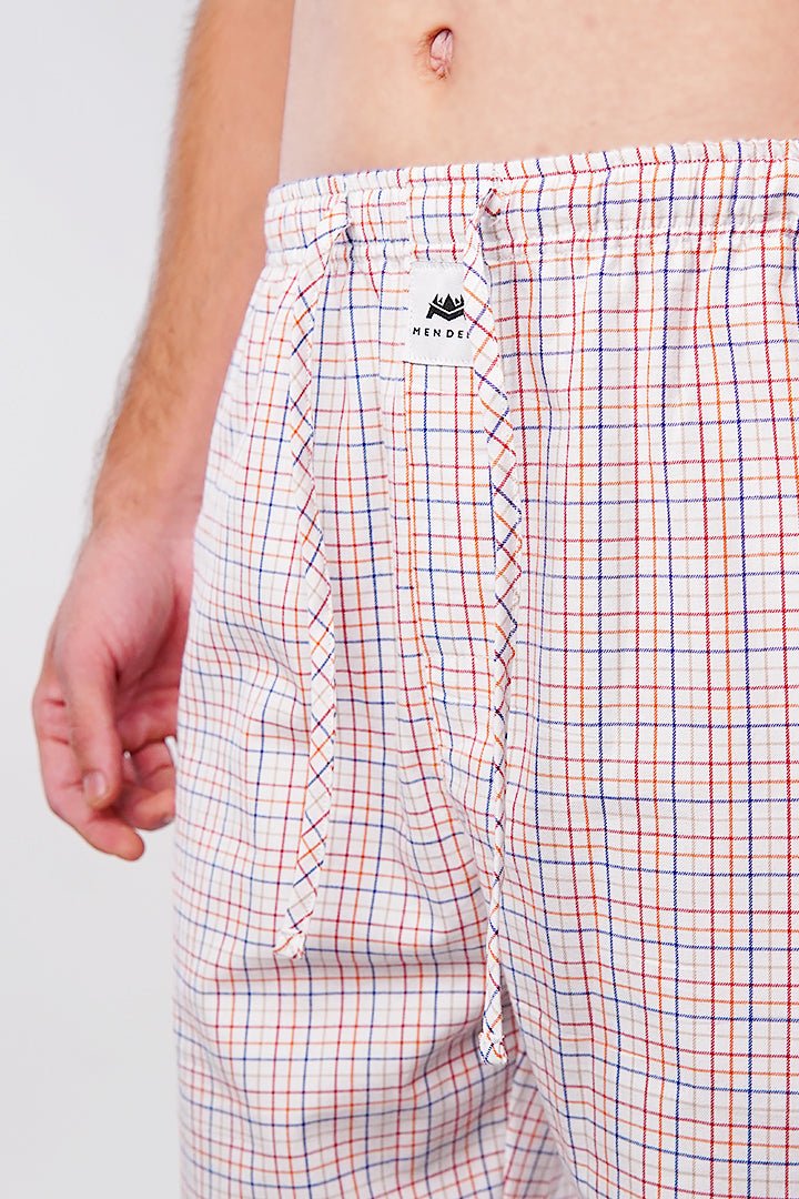 Check Woven Pajamas - White - Mendeez