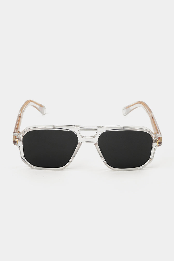 Transparent Double Bridge Sunglasses - Black - Mendeez