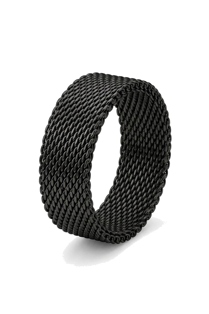 Heavy Mesh Chain Ring - Black - Mendeez