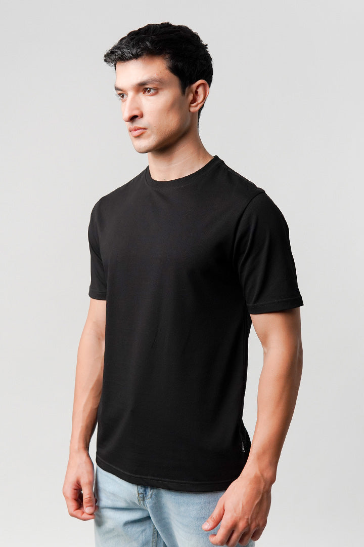 Regular Fit Crew Neck T-Shirt - Black - Mendeez