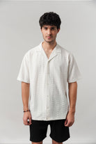 Knitted Cuban Shirt - White - Mendeez